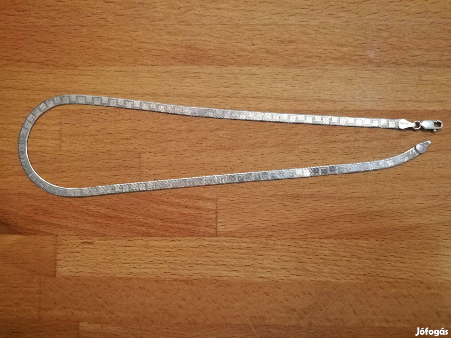 Különleges, kétoldalt eltérő mintájú, olasz, ezüst nyaklánc 42,5cm
