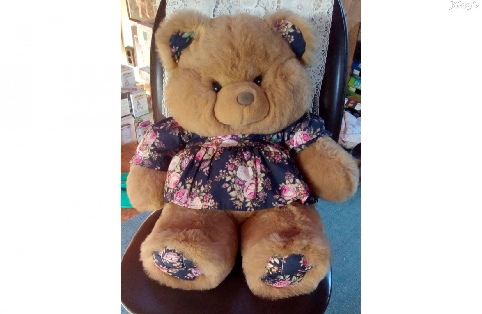 Különleges plüss kislány maci 55 cm - Új, 30 fokon mosható