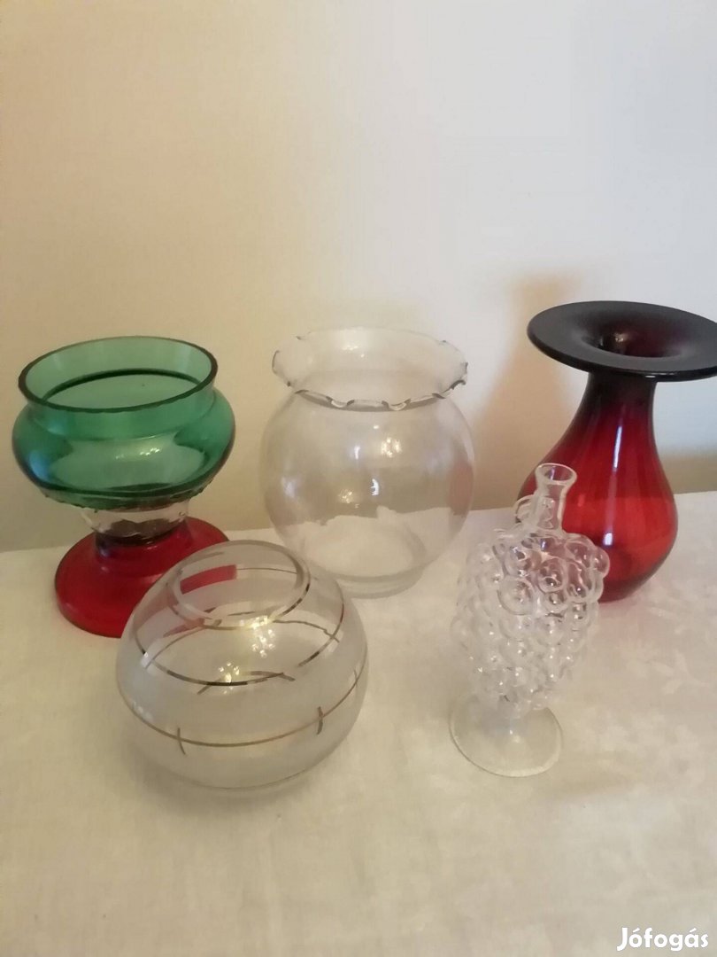 Különleges retró, antik üveg virágtartó váza vadonatúj