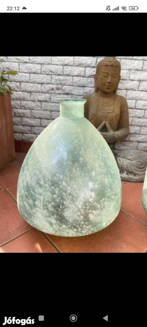 Különleges türkiz színű üveg váza