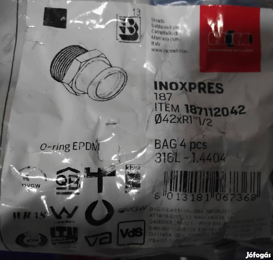 Külső menetes átmeneti idom O-ring 42mm