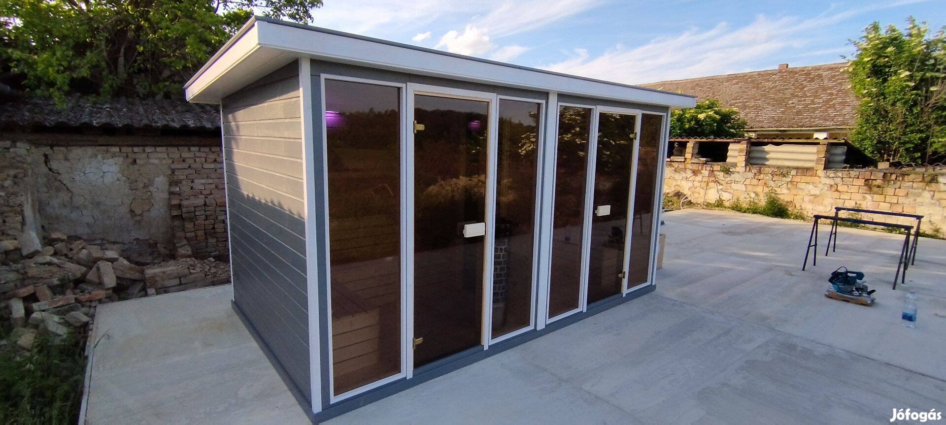 Kültéri Finn Szaunaház Akció! Pihenő szobás, 400x200cm-es!