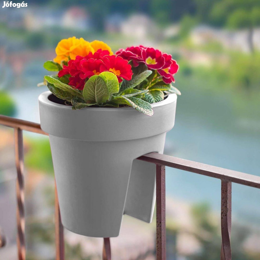 Kültéri Szürke 1 db kerítés balkon korlát virágcserép