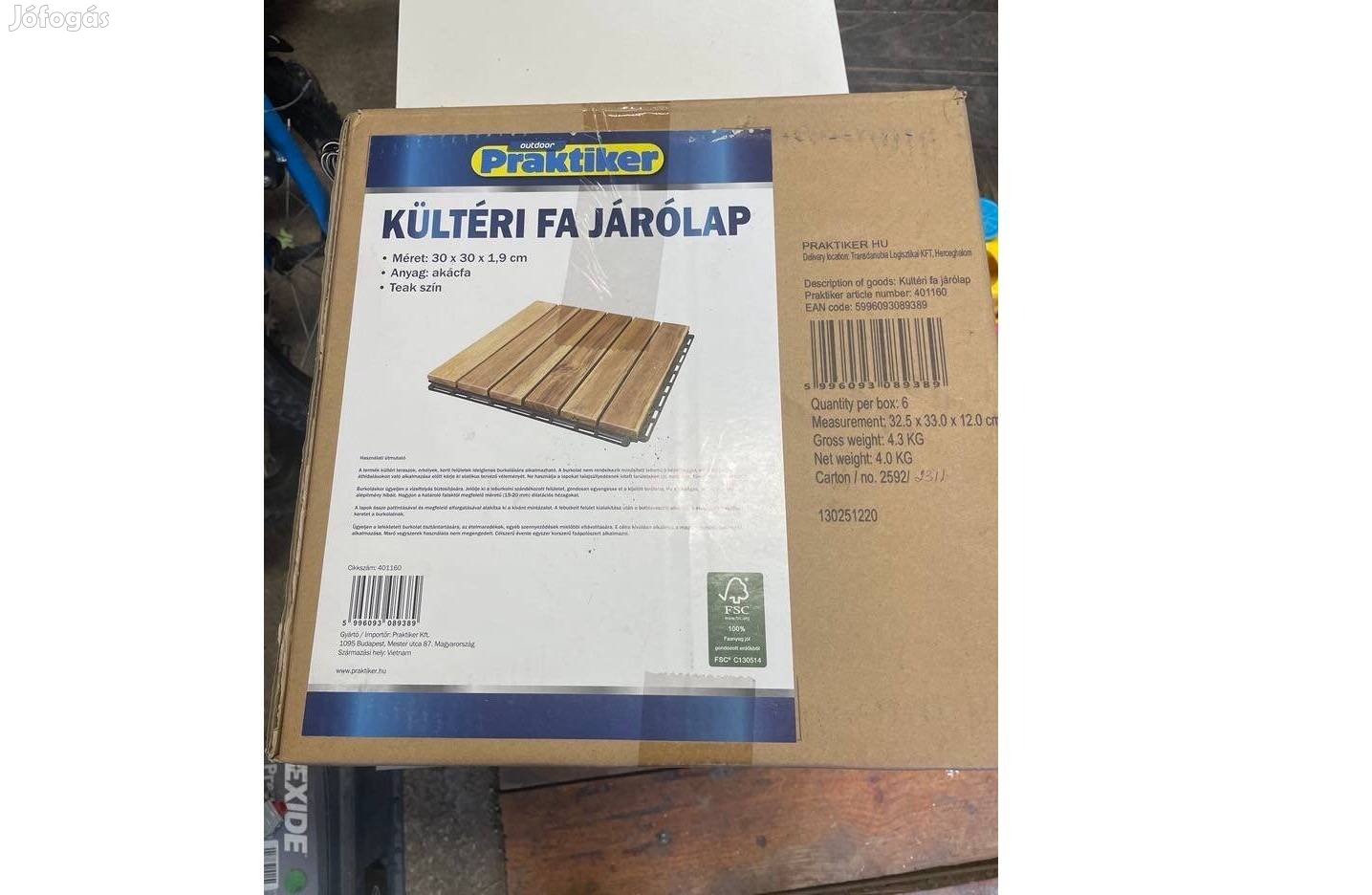Kültéri akác járólap