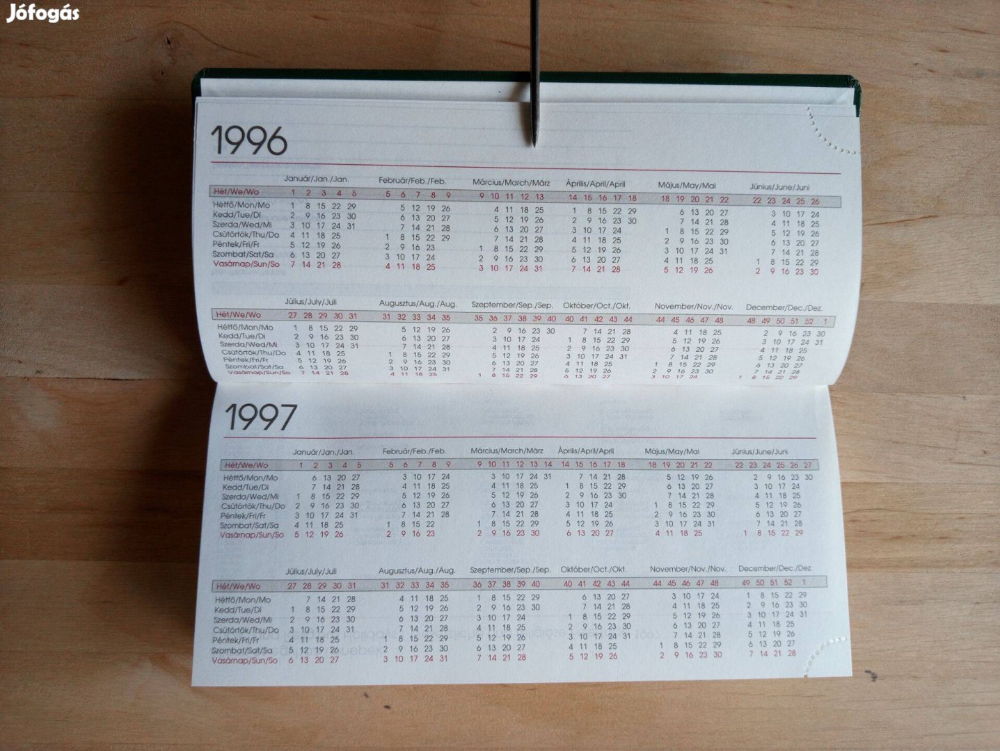 Kuriózum: 1996 évi naptár határidőnapló 28 éves, Idén Is használható