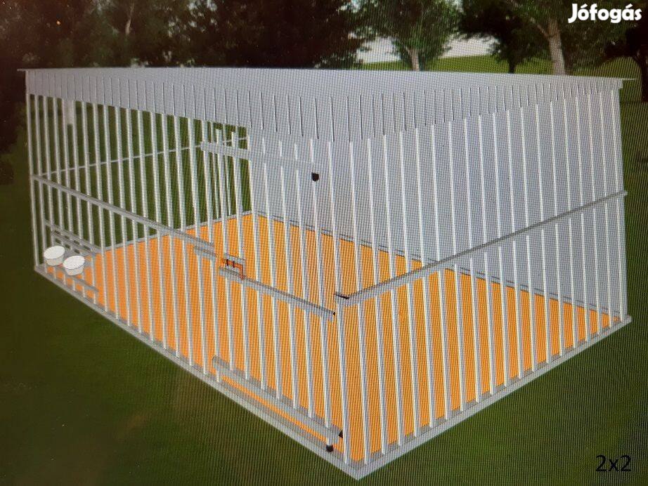 Kutyakennel KL Tervezhető, 2x2 m, De, HF, horganyzott szögvasból, ingy