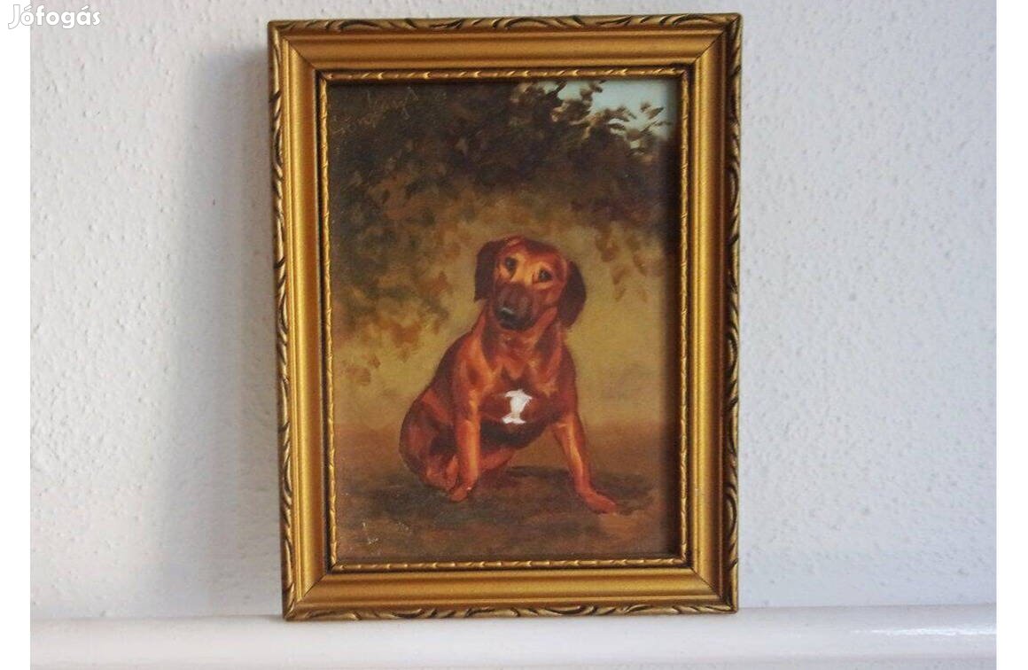 Kutyás festmény 23x17,5 cm Újpest központ közelében