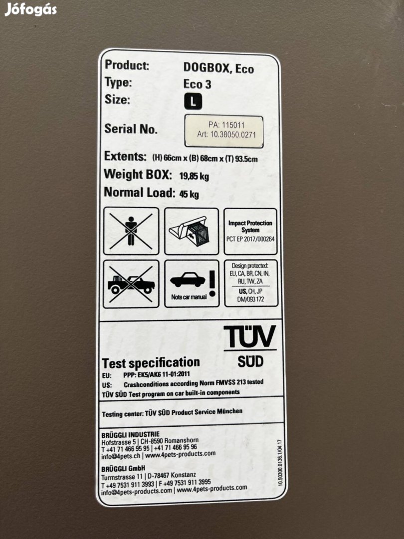 Kutyaszállító box eladó!