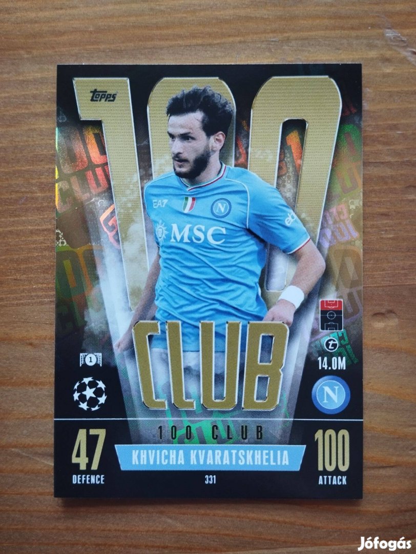 Kvaratskhelia (Napoli) 100 Club Bajnokok Ligája Extra 2023 kártya