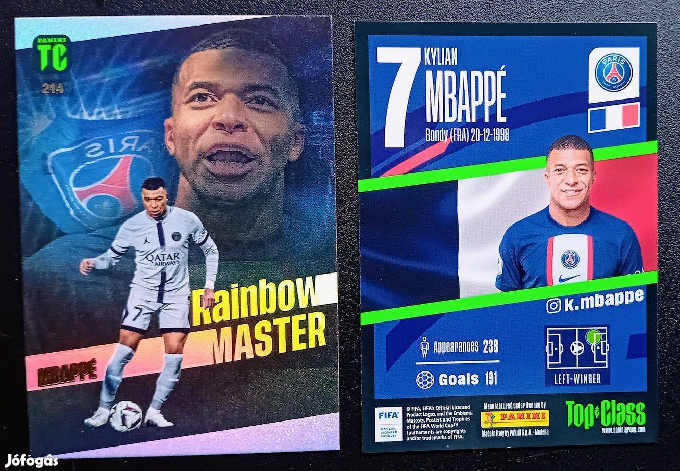 Kylian Mbappé PSG Rainbow Master focis kártya Panini Top 2023