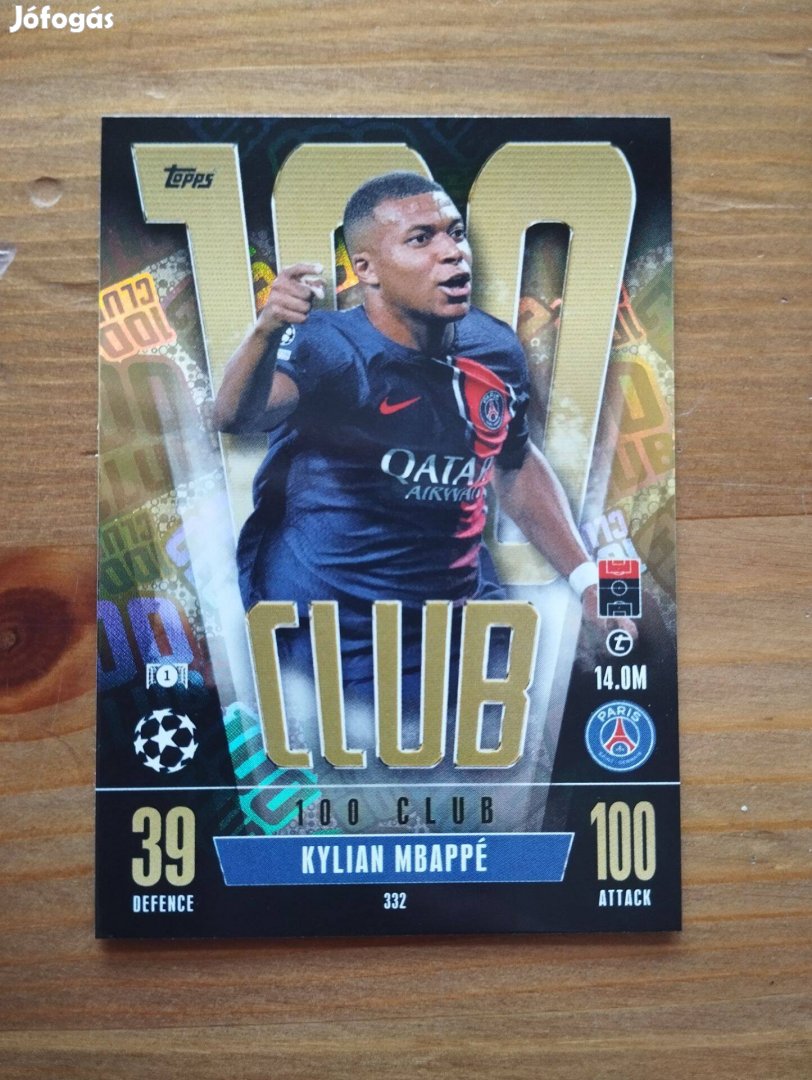 Kylian Mbappé (PSG) 100 Club Bajnokok Ligája Extra 2023 kártya