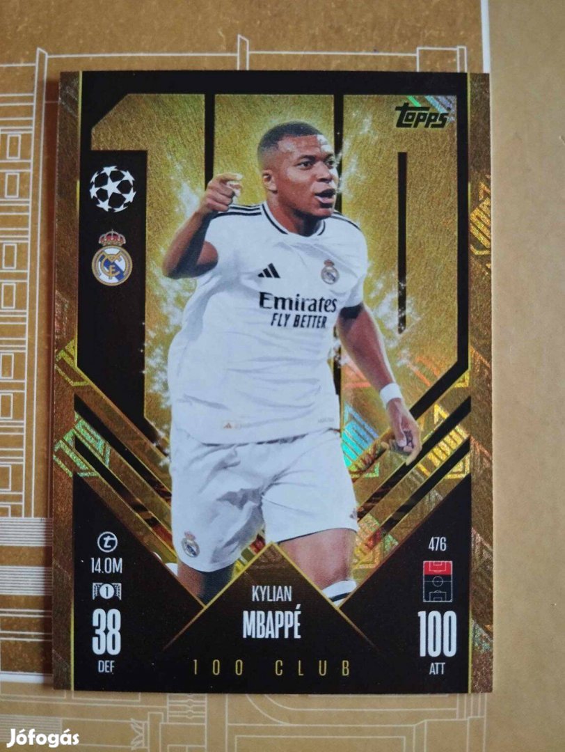 Kylian Mbappe (Real Madrid) 100 Club Bajnokok Ligája 2024/25 kártya