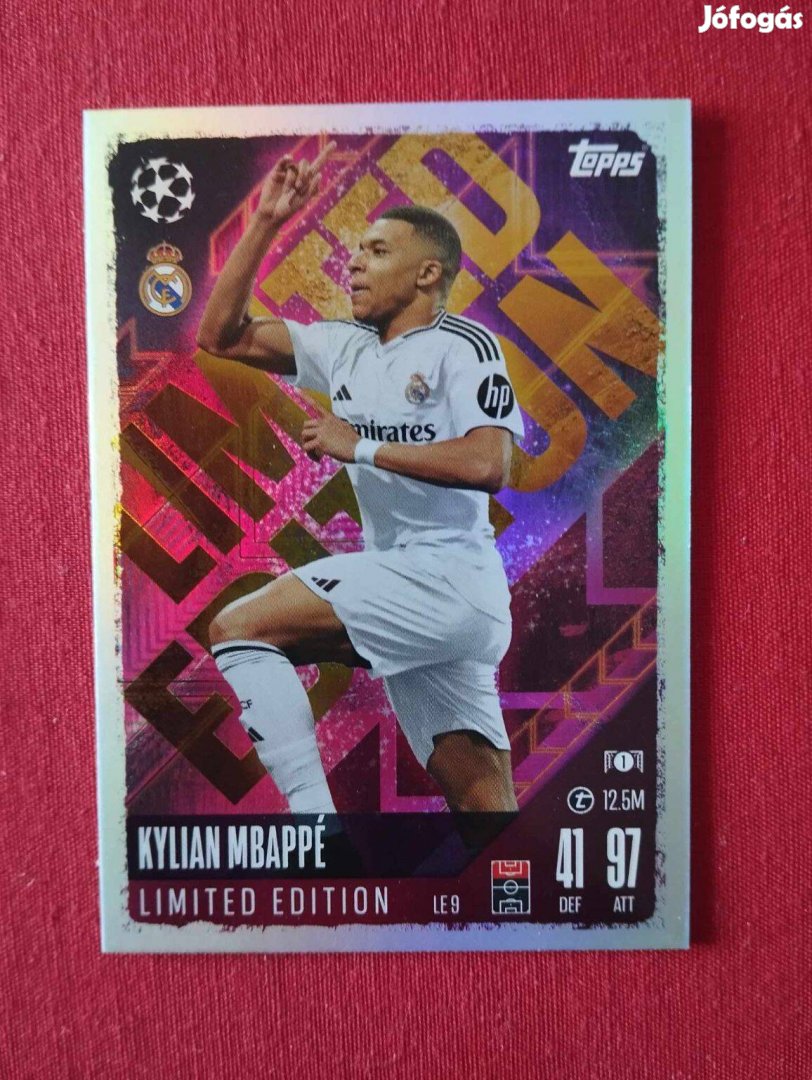 Kylian Mbappé (Real Madrid) Bajnokok Ligája 2024 Limited focis kártya