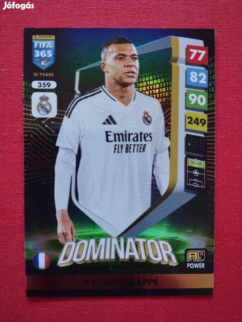 Kylian Mbappé (Real Madrid) FIFA 365 2025 Power Dominator focis kártya