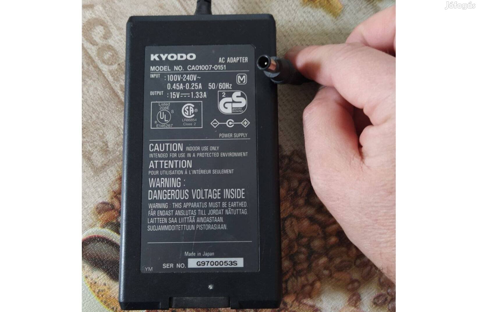 Kyodo ac adapter trafó 15v 1,33A