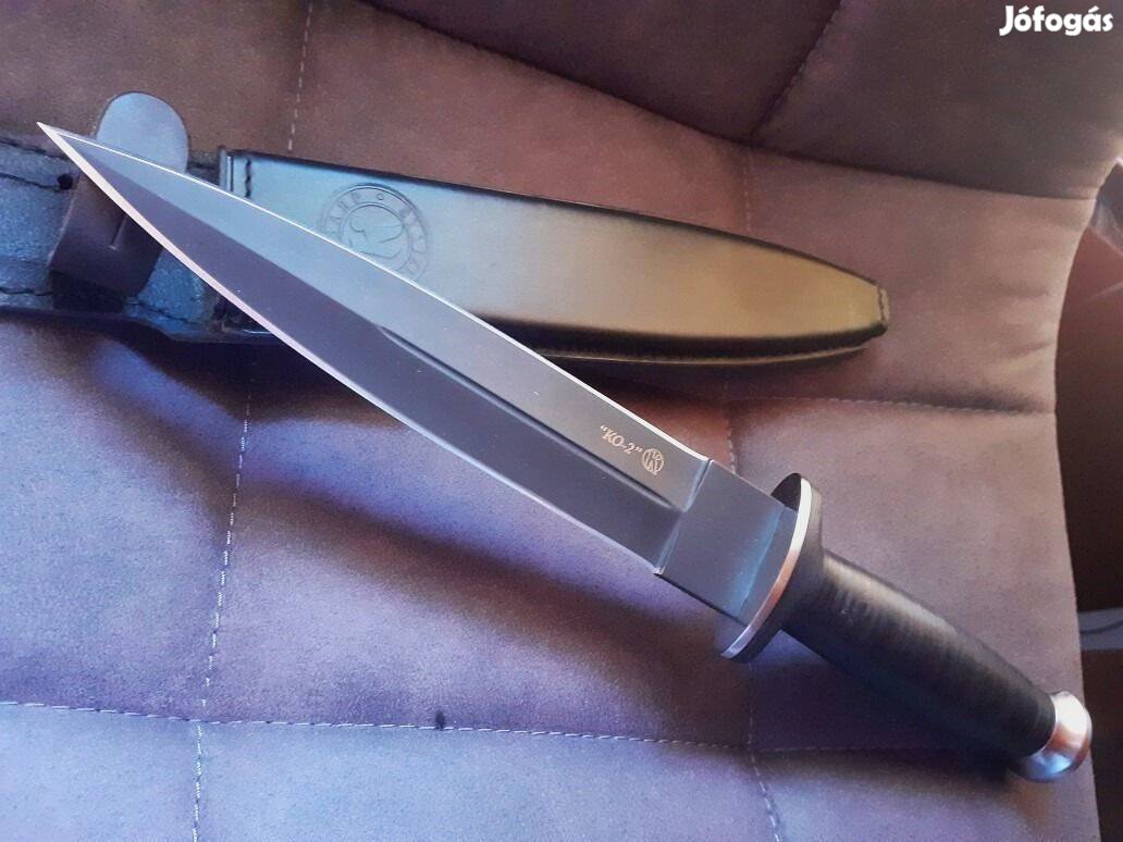 Kyzliar KO-2 kés fekete bőr markolattal