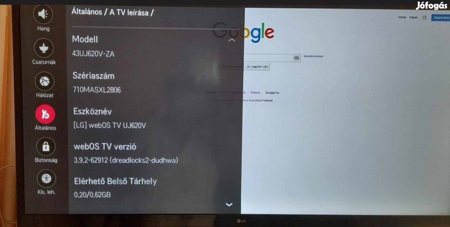 LED-es LG 43Uj620V 4K smart okos tv megkimélt állapotba