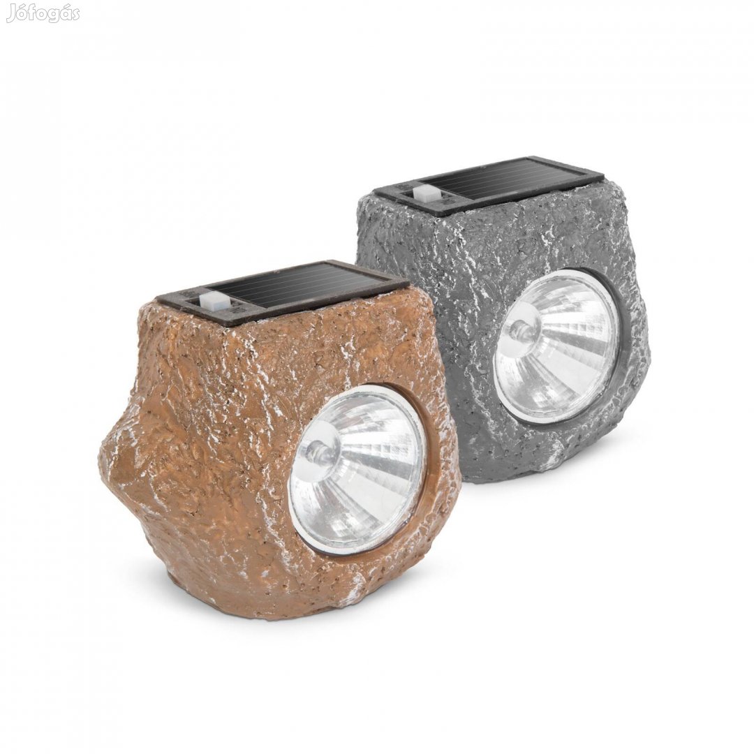LED-es kültéri szolárlámpa barna vagy szürke kő hidegfehér 80x56x70mm