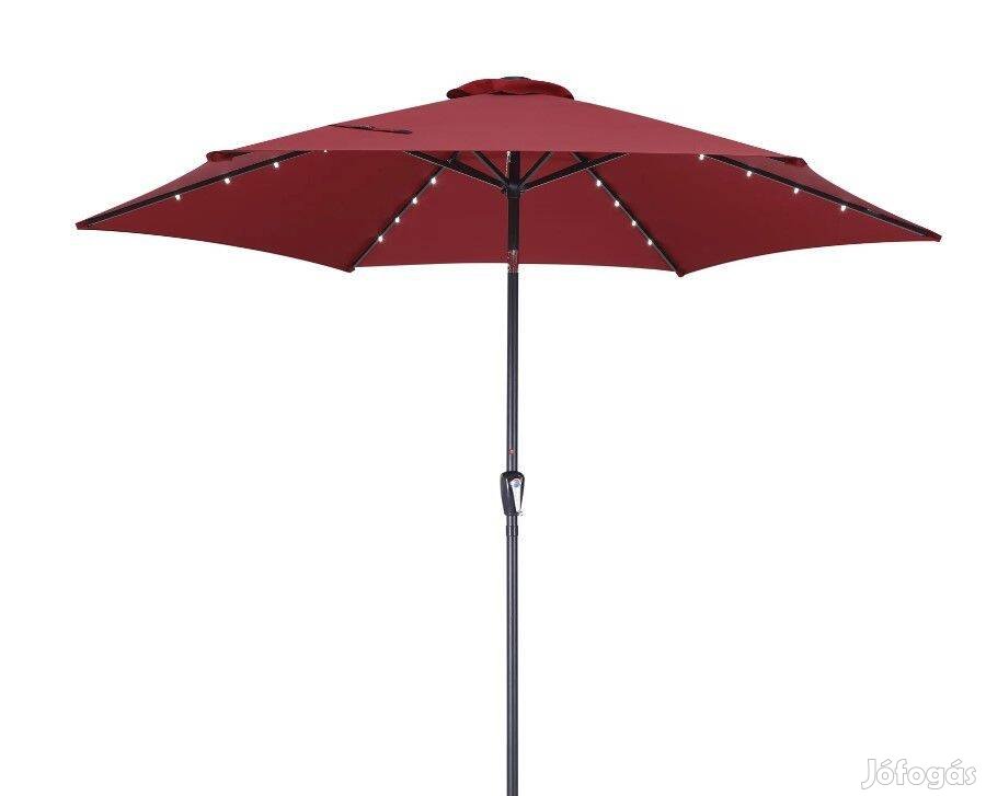 LED-es napernyő, 300 cm, dönthető, piros,Kingsleeve ,Új