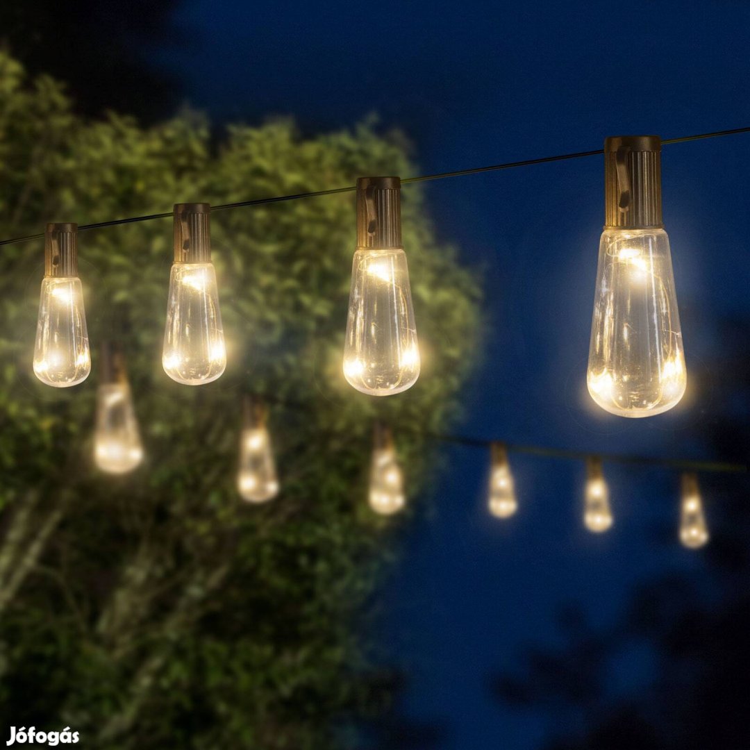 LED-es szolár fényfüzér - Napelemes villanykörte design - 30 LED 180cm