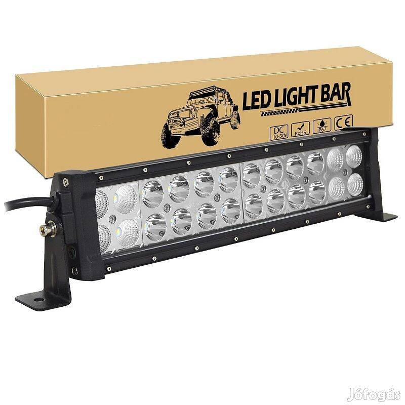LED fényhíd, 30cm, 12-30V, 72W, terepjárókhoz, teherautókhoz, munkagép