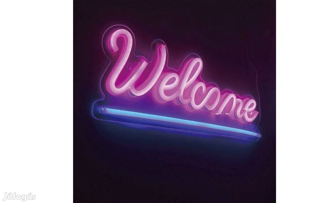 LED neon lámpa rózsaszín és kék "Welcome" 41x16cm