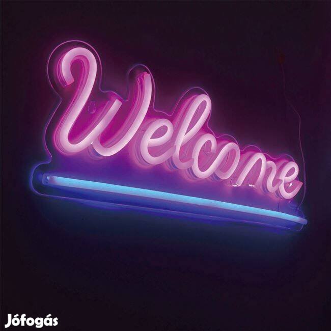 LED neon lámpa rózsaszín és kék "Welcome" 41x16cm