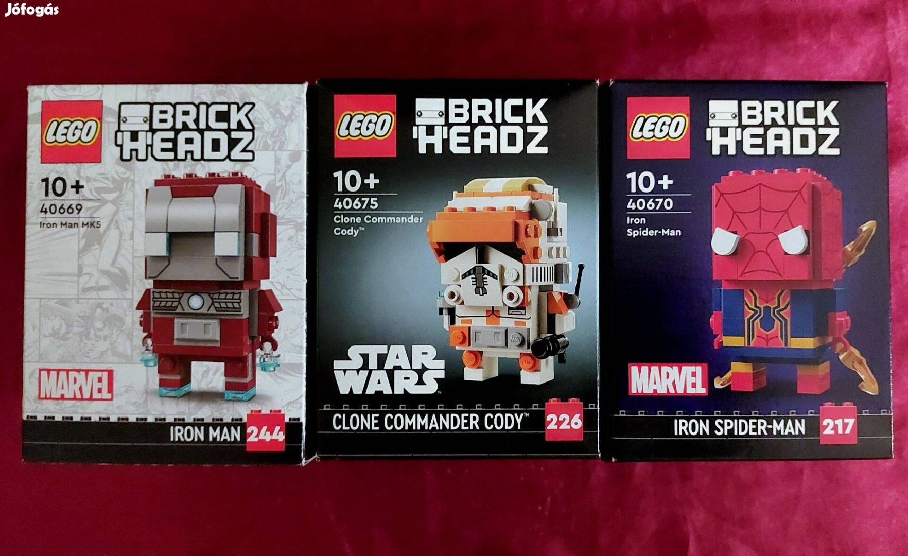 LEGO Brickheadz 40670 Vas Pókember, 40669 Vasember, 40675 Cody