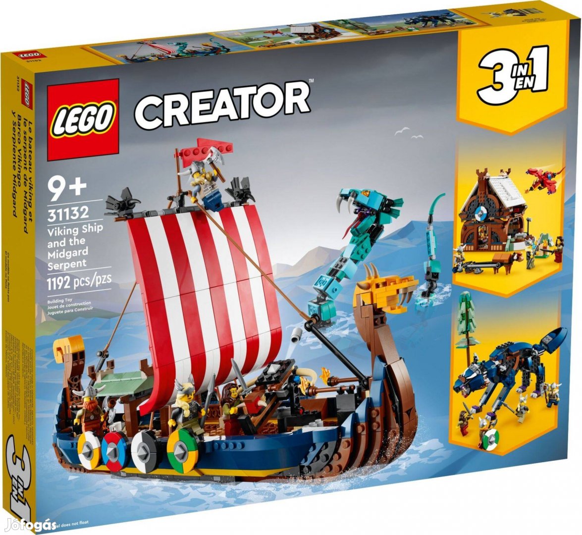 LEGO Creator 31132 Viking Ship and the Midgard Serpent új, bontatlan
