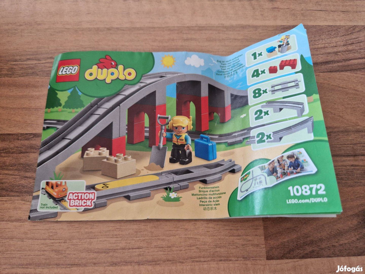 LEGO Duplo 10872 Vasúti híd és sínek (doboz nélkül, 2db hiányzó elem)