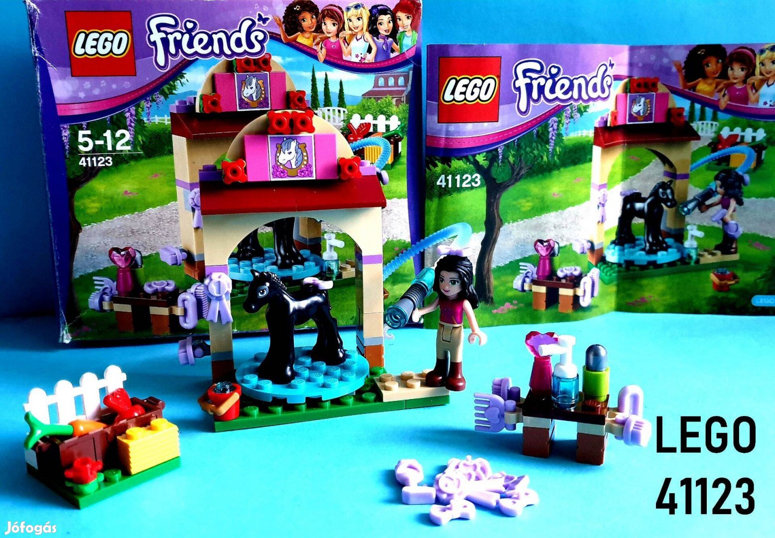 LEGO Friends 41123 Foal's Washing Station (2016), útmutató, doboz