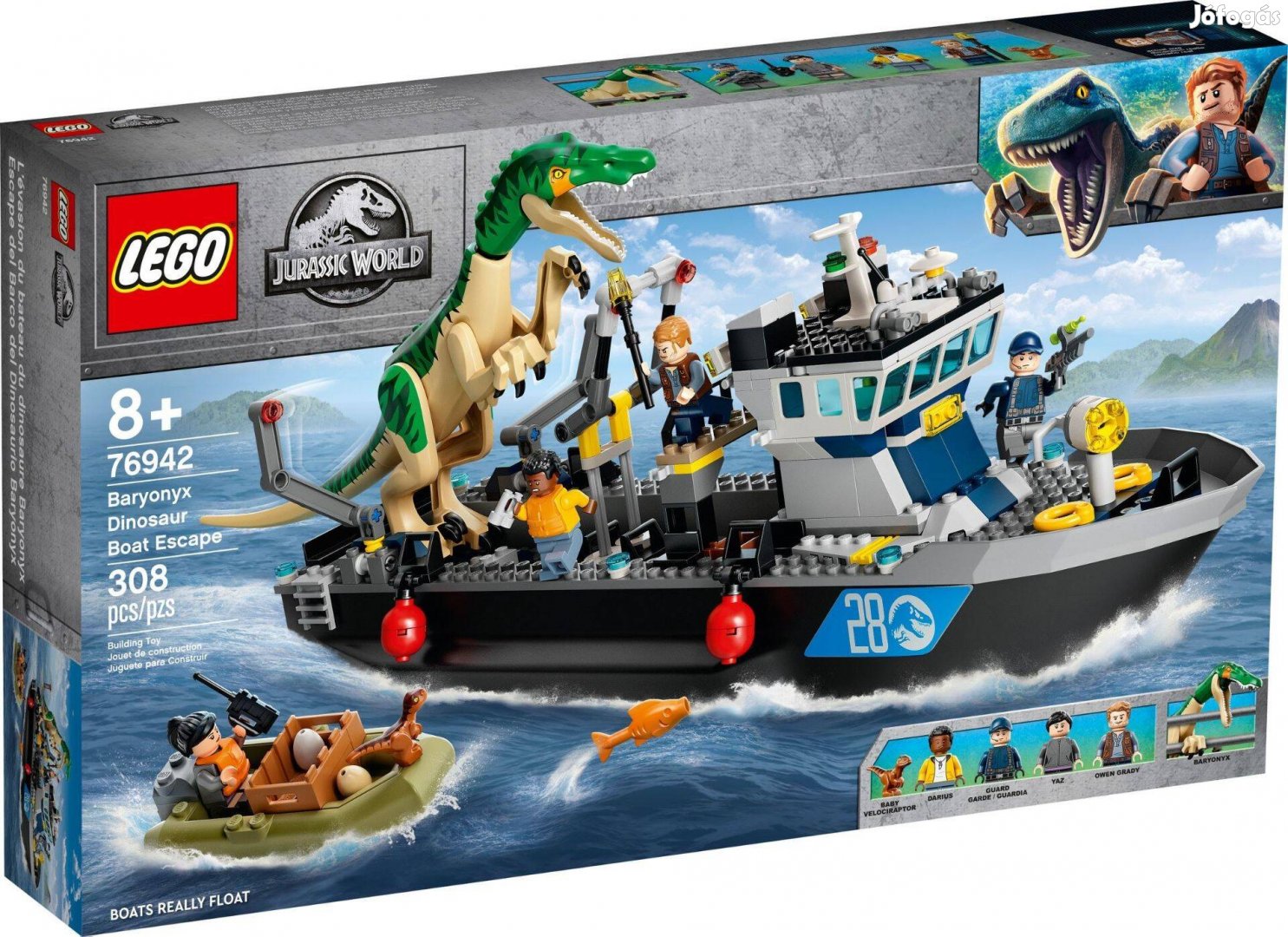 LEGO Jurassic World 76942 Baryonyx Dinosaur Boat Escape új, bontatlan