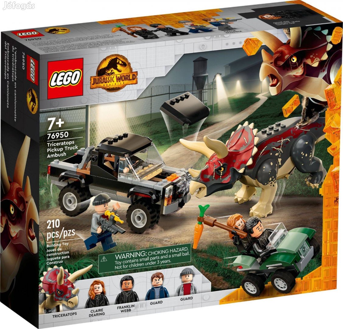 LEGO Jurassic World 76950 Triceratops Pickup Truck Ambush új, bontatl