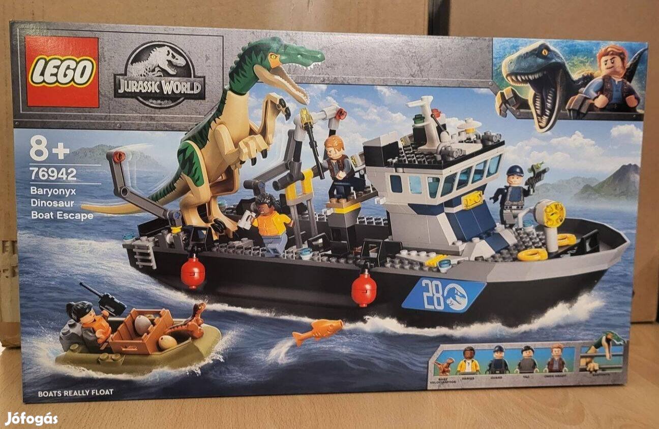 LEGO Jurassic World - Baryonyx szökés csónakon 76942 új,