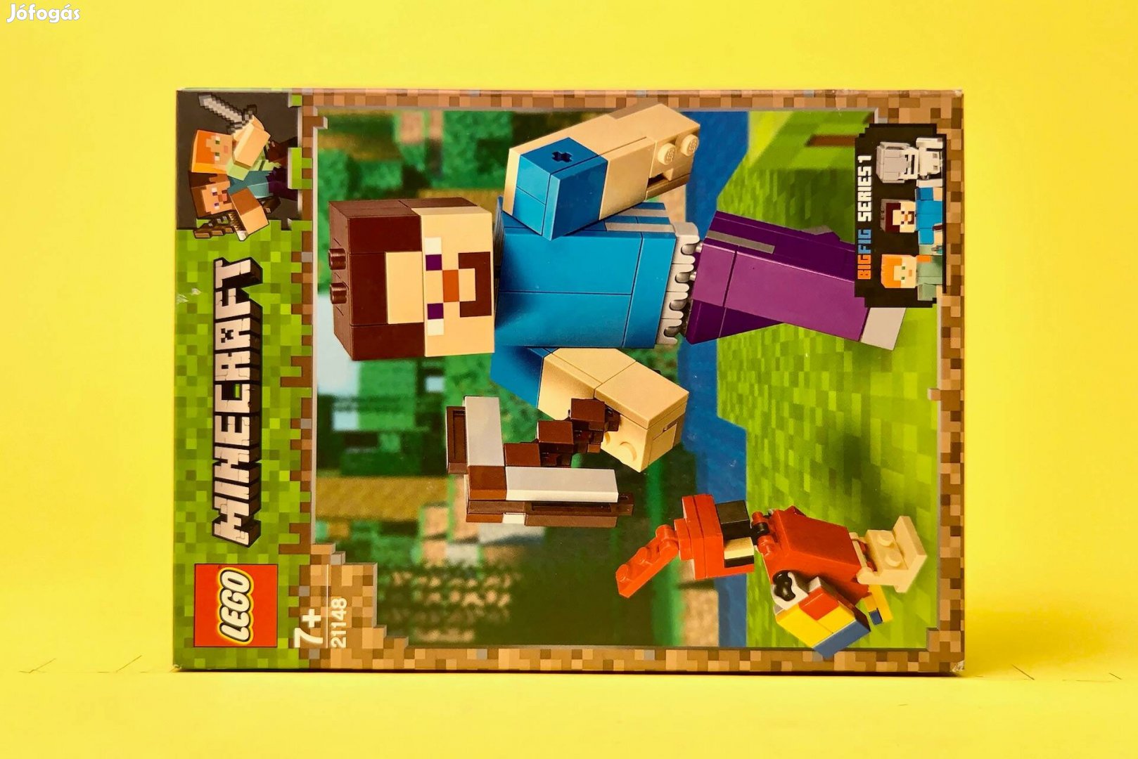 LEGO Minecraft 21148 Steve Bigfig with Parrot, Új, Bontatlan