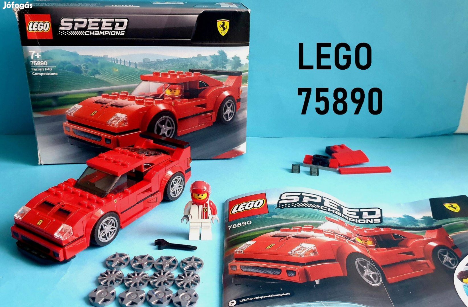 LEGO Speed Champions 75890 Ferrari F40 Competizione, doboz, útmutató