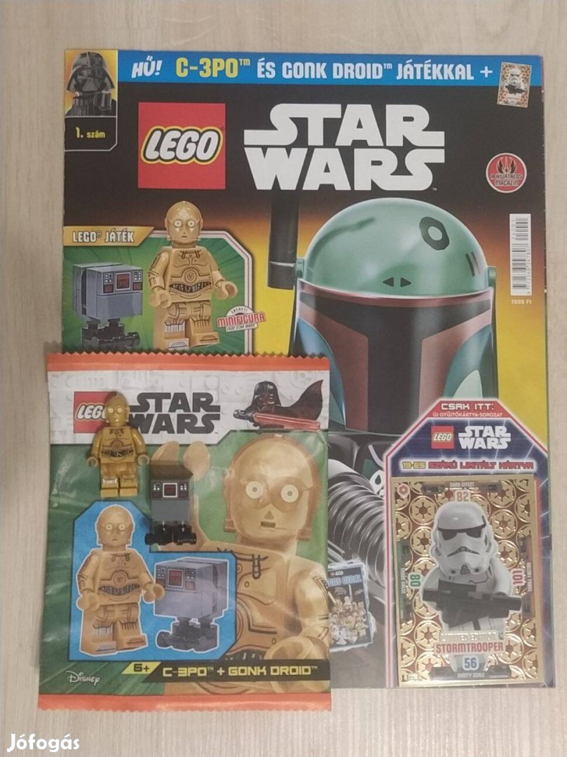 LEGO Star Wars újság C-3PO és Gonk Droid minifigurával