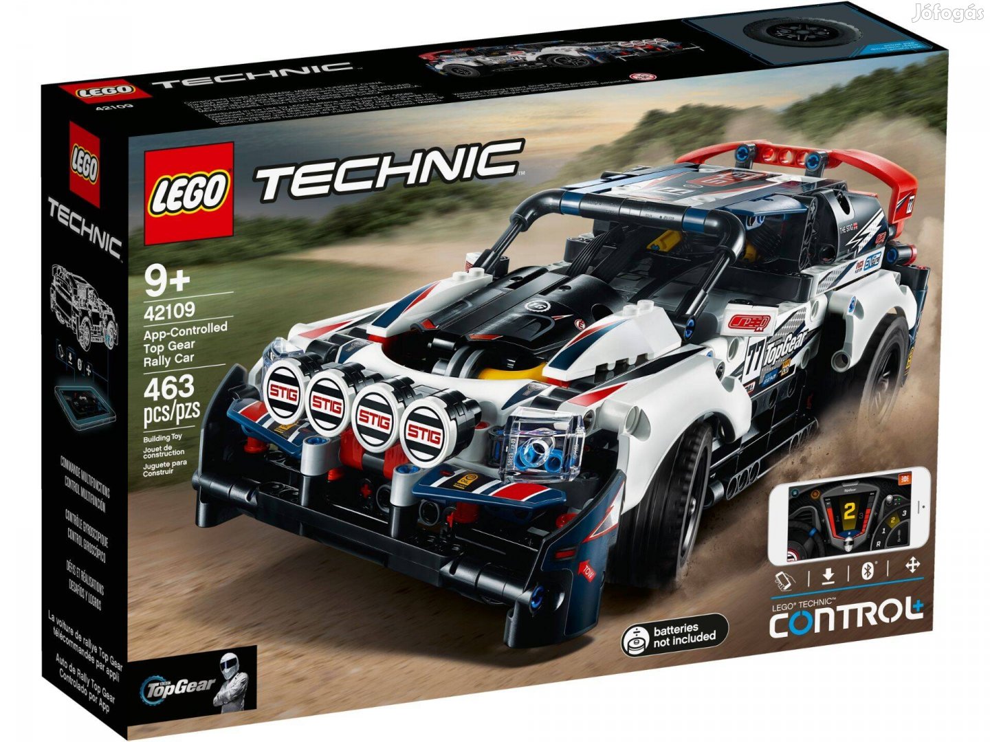 LEGO Technic 42109 Applikációval irányítható Top Gear rallyautó Új