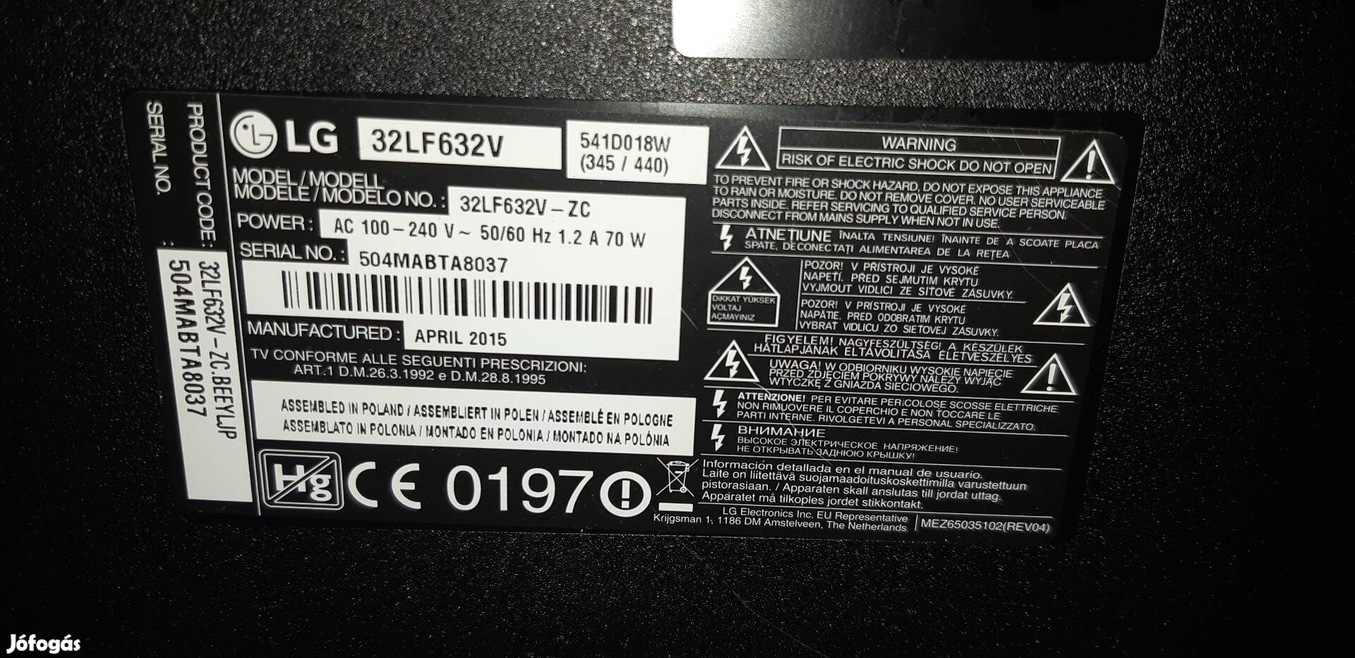 LG32LF632 USB-s törött led tv alkatrésznek