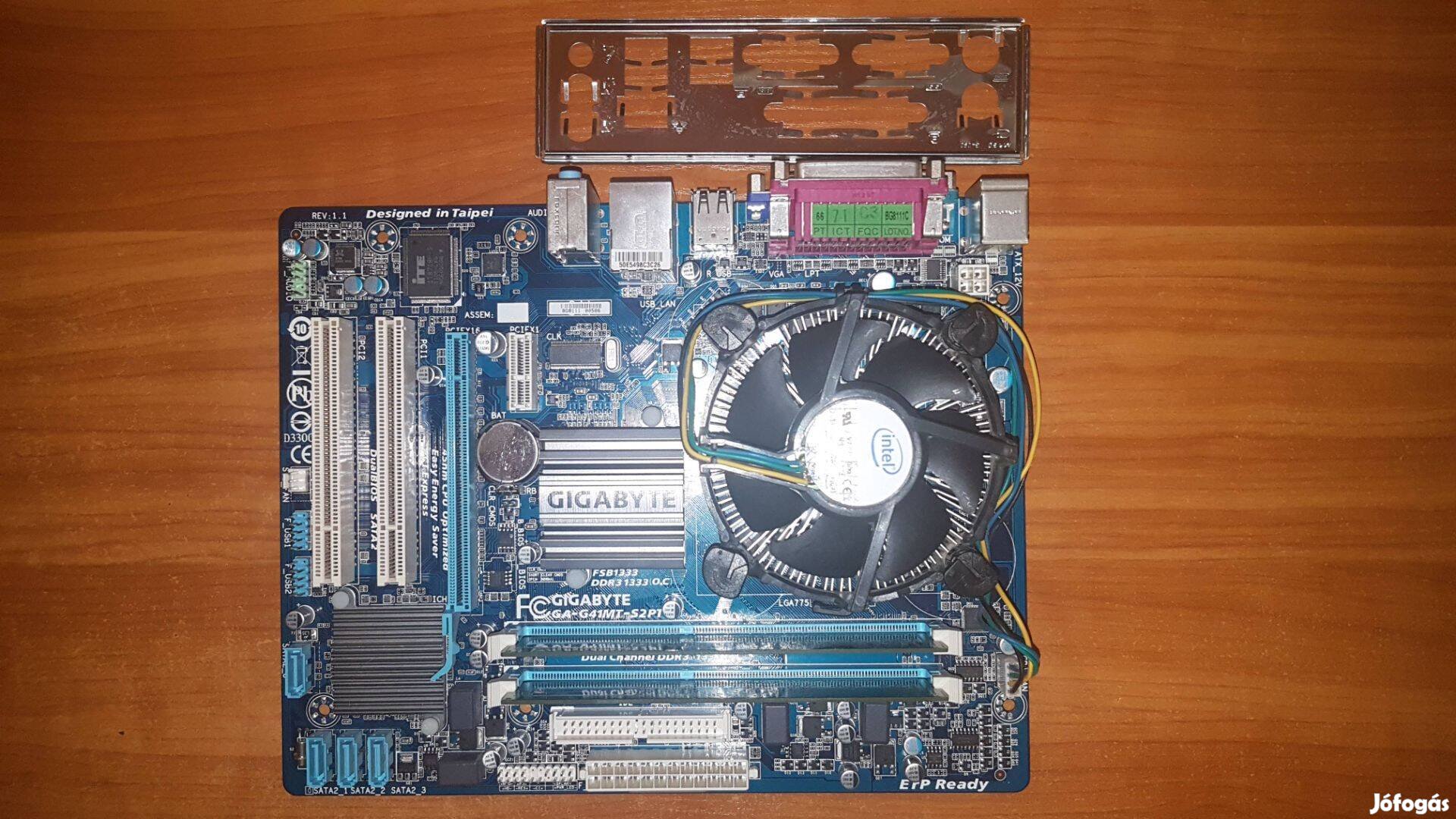 LGA 775 félkonfig Gigabyte G41MT-S2PT + E5700 cpu + 4GB DDR3