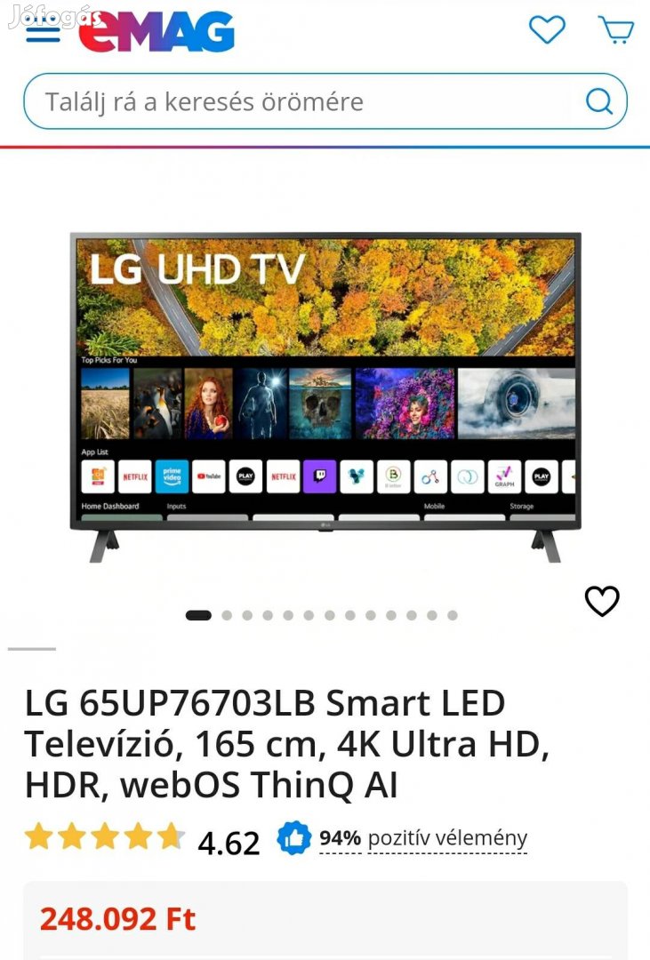 LG 165cm 4k okos tv Csere Is!!