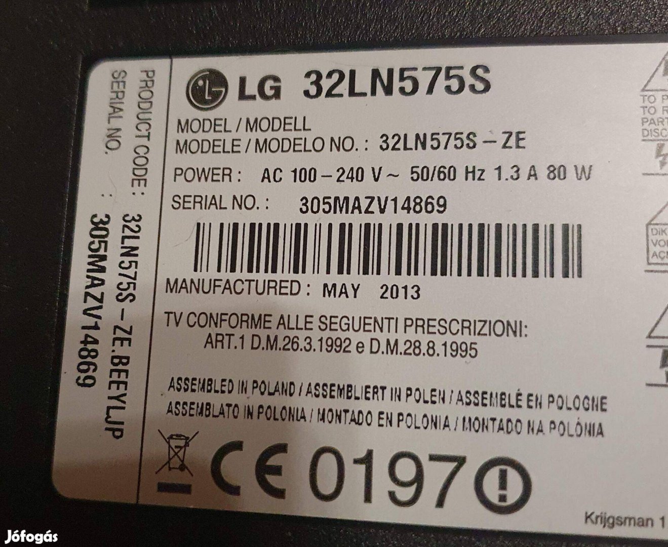LG 32LN575S LED tv panelek,háttér,kijelző elkelt! EAX64797003(1.2)