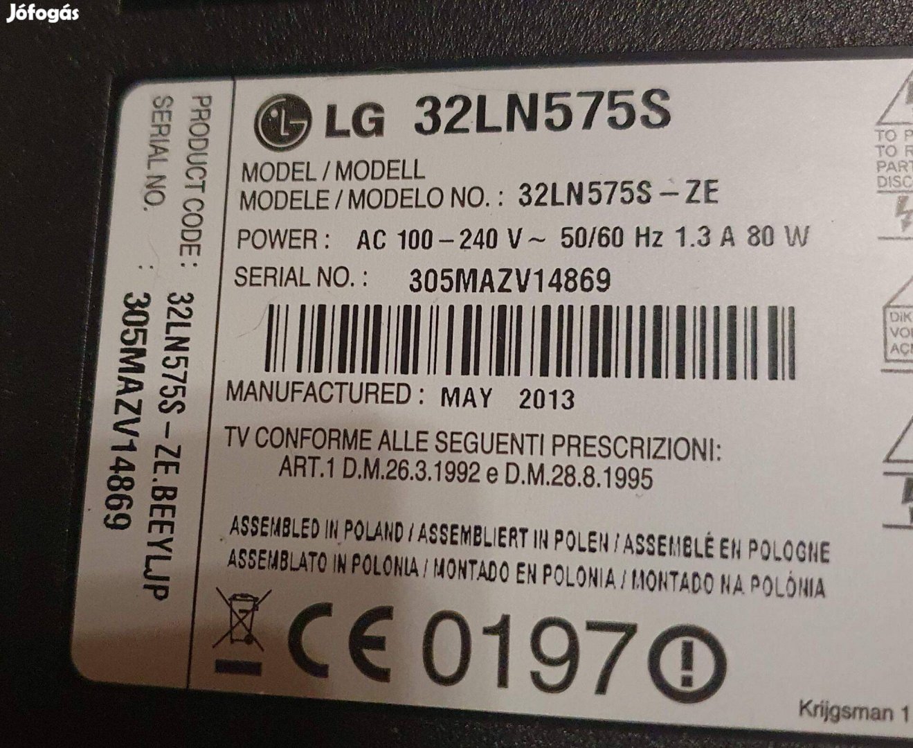 LG 32LN575S LED tv panelek,háttér,kijelző elkelt! EAX64797003(1.2)