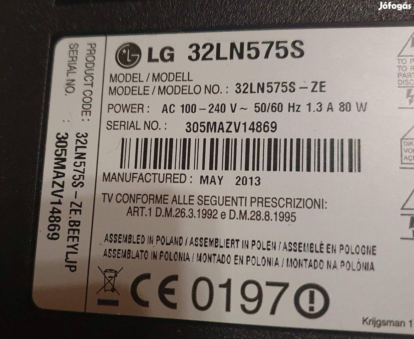 LG 32LN575S Smart LED tv panelek alkatrésznek,háttér,kijelző elkelt!