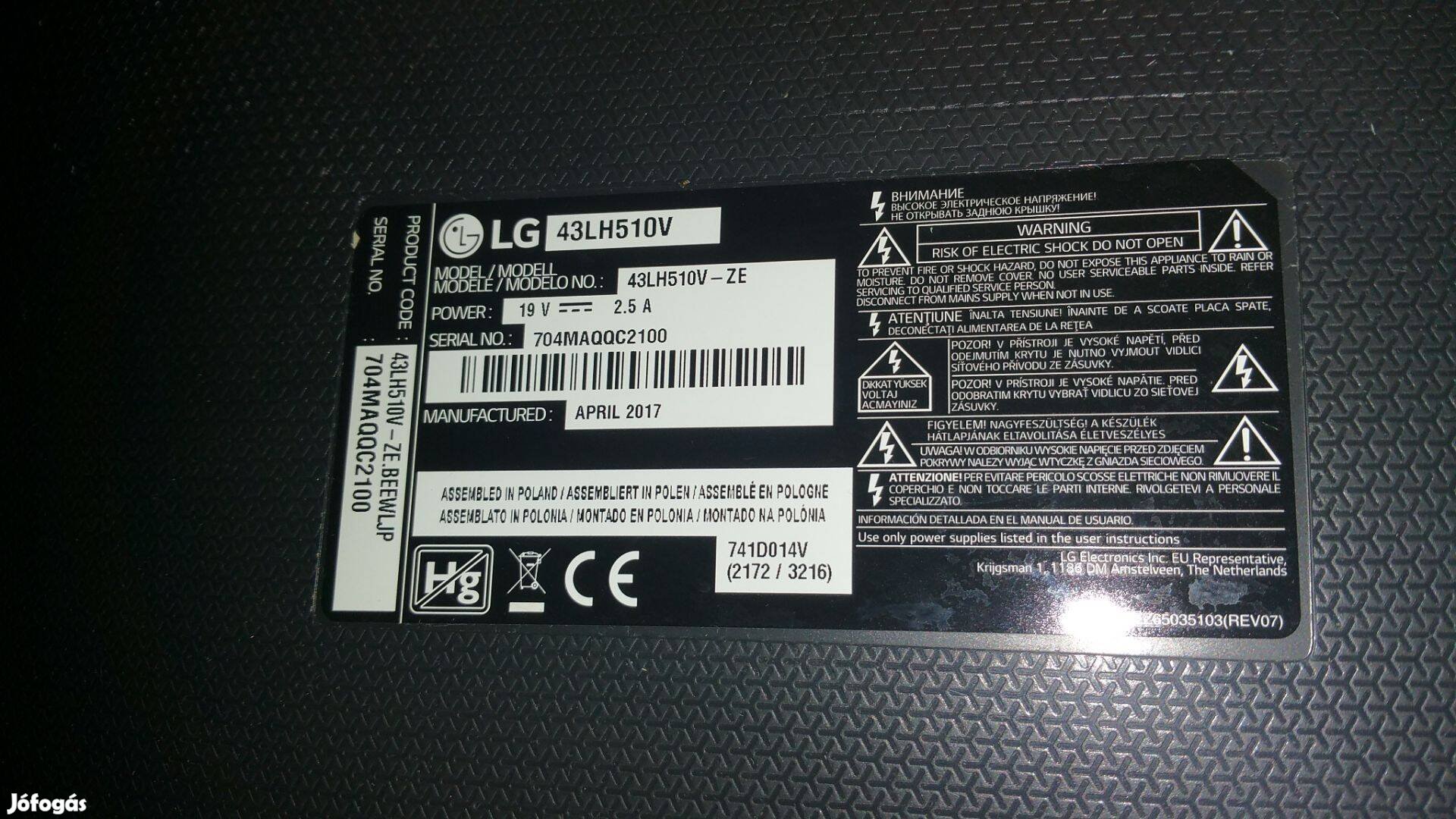 LG 43LH510V T-con