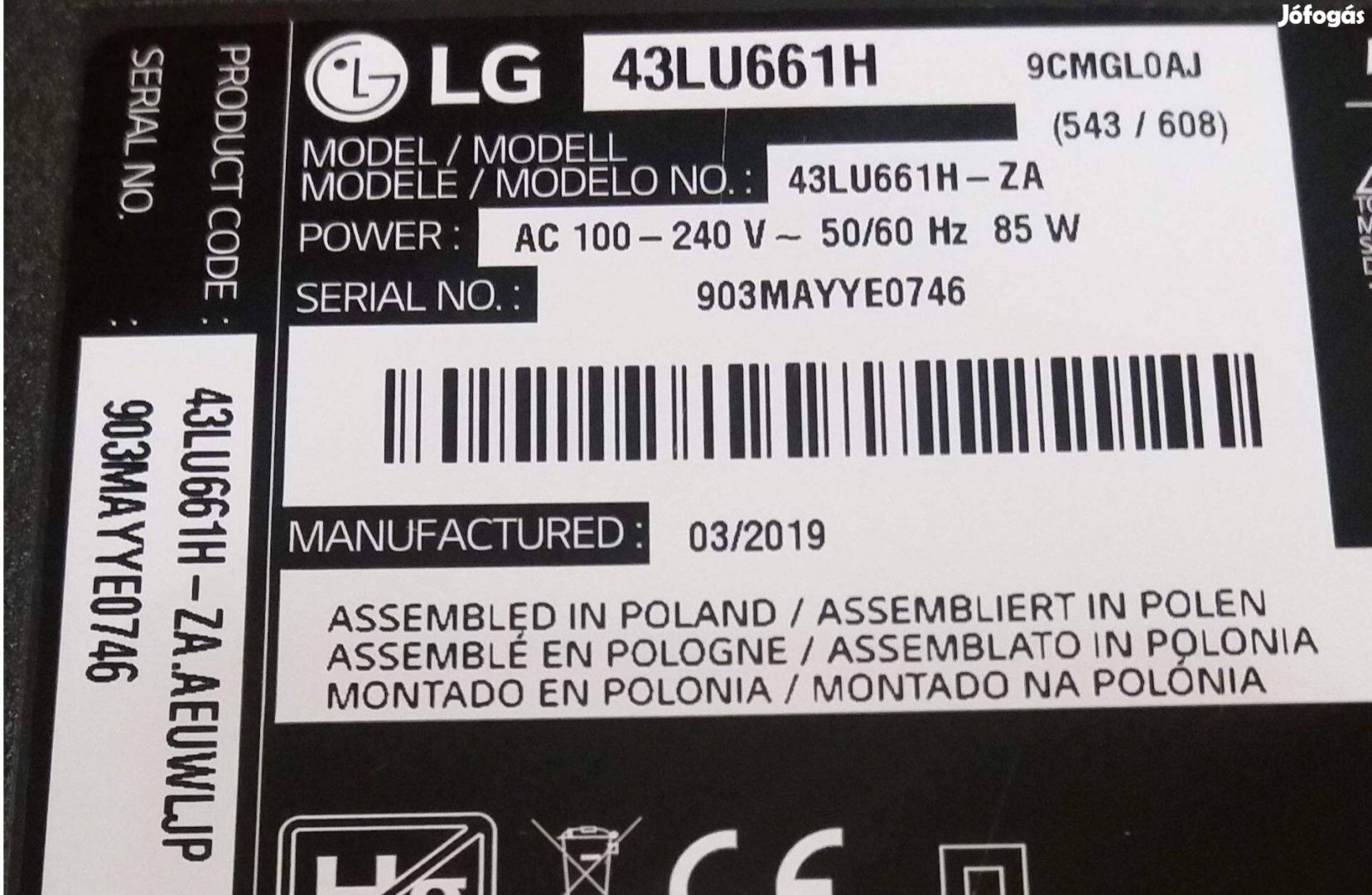 LG 43LU661H LED LJ8 tv panelek alkatrésznek 6870C-0532A