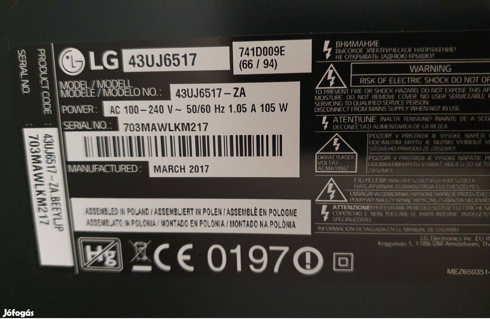 LG 43Uj6517 LED tv panelek LJ7 hibás? Lgp-430D-17U2 táp ok!