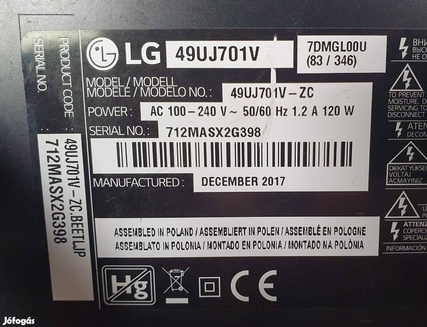 LG 49Uj701V LED LCD tv panelek alkatrésznek LJ7