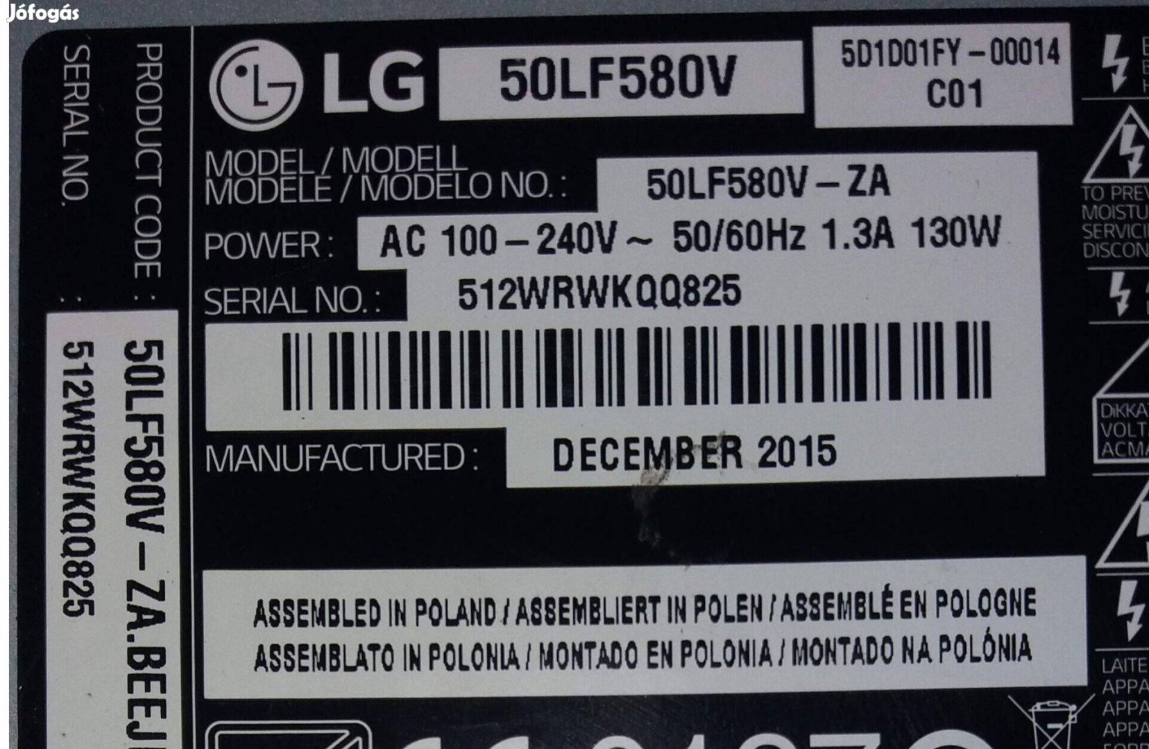 LG 50LF580V komplett LED háttér eredeti alkatrésznek LC500DUH