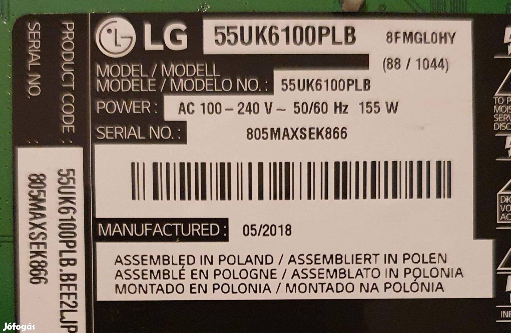 LG 55UK6100PLB LED LCD tv panelek alkatrésznek 55UK6100 Smart LJ7